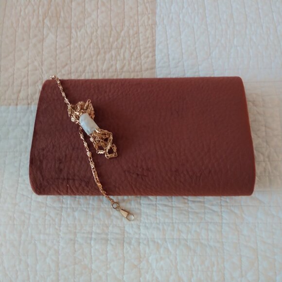 New Soft Suede-Like Rich Brown Clutch, Shoulder Bag, Handbag - Picture 3 of 4